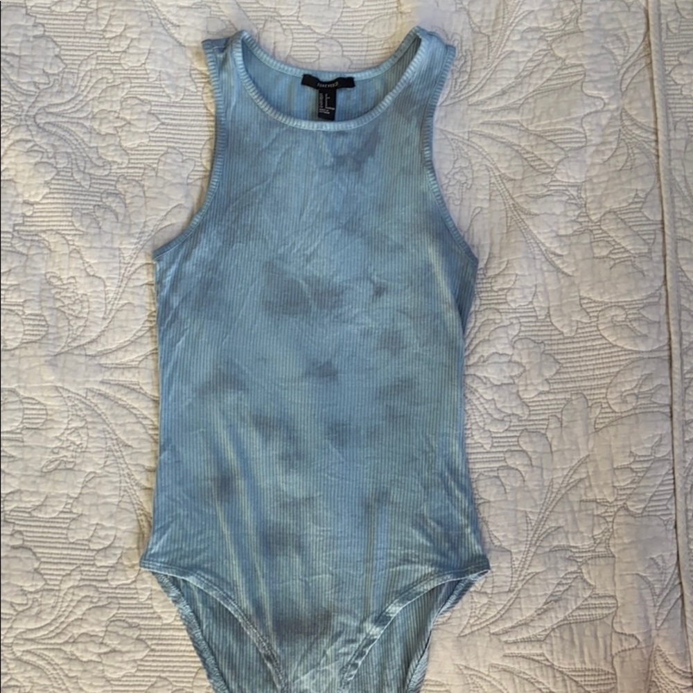 blue tie dye body suit from forever 21